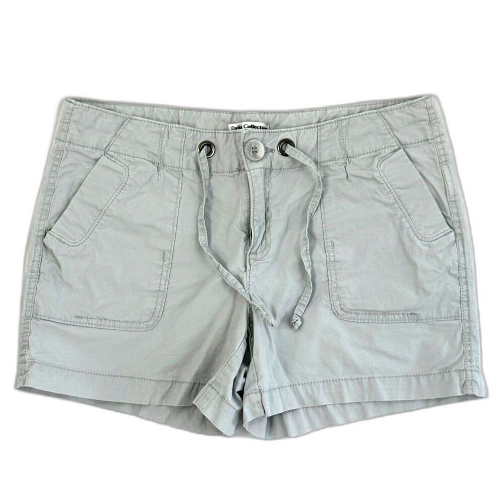 Dalia Collection Women's Light Grey Khaki Drawstring Casual Shorts Size 6